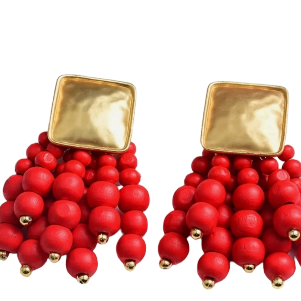 Red bearded earrings